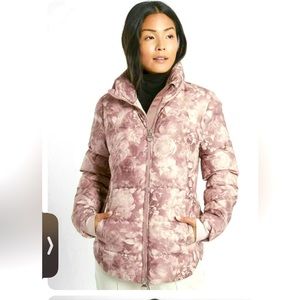 Athleta Downtown Printed Puffer jacket Pink Floral Down Filled, XXS